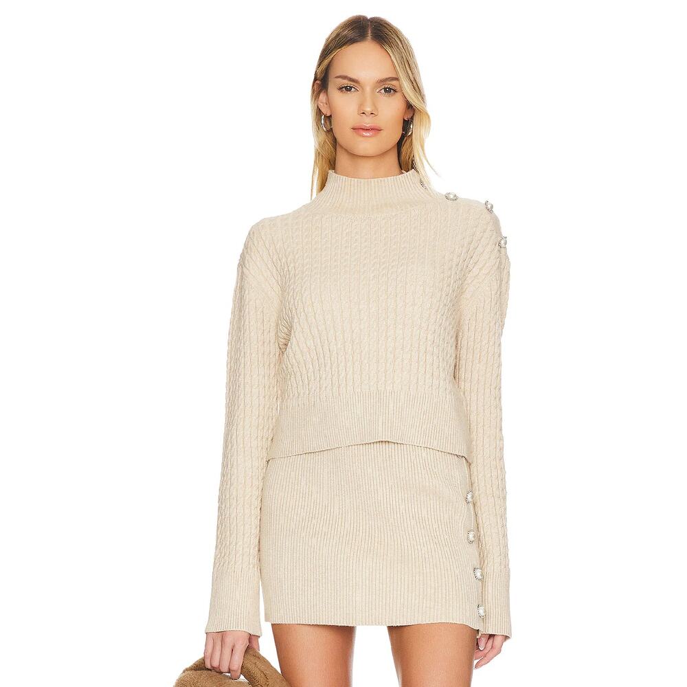 Stitches & Stripes Lilit Turtleneck Sweater Tan Cable Knit Long Sleeve Sz‎ XS